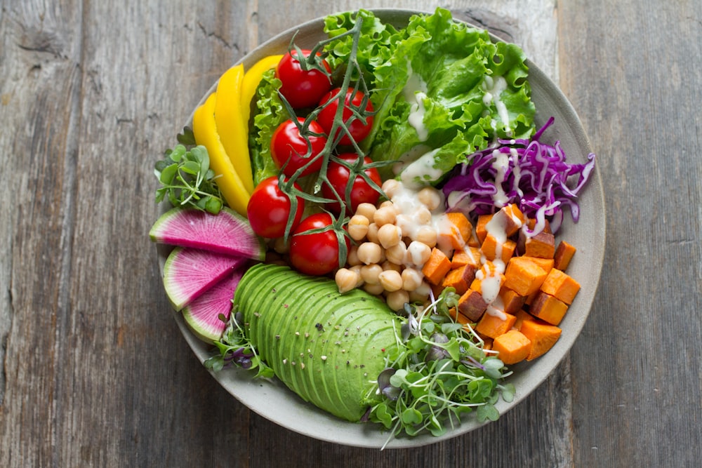 Fresh salad ingredients prepared for a healthy meal